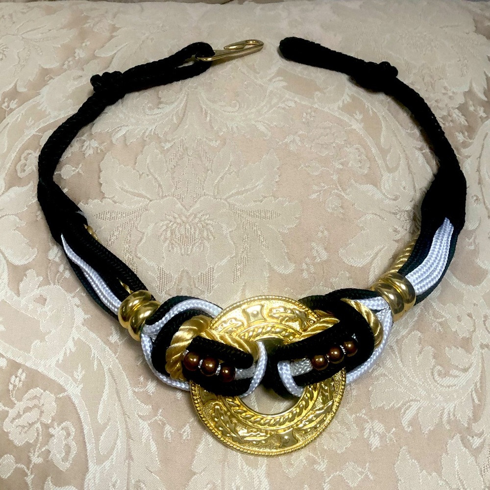 Handmade braided belt with gold decor - Unique!